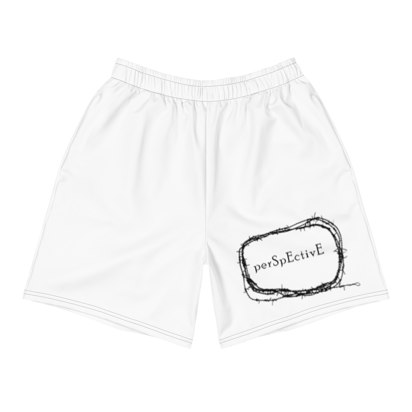 Barbed Wire Men's Athletic Shorts (White)