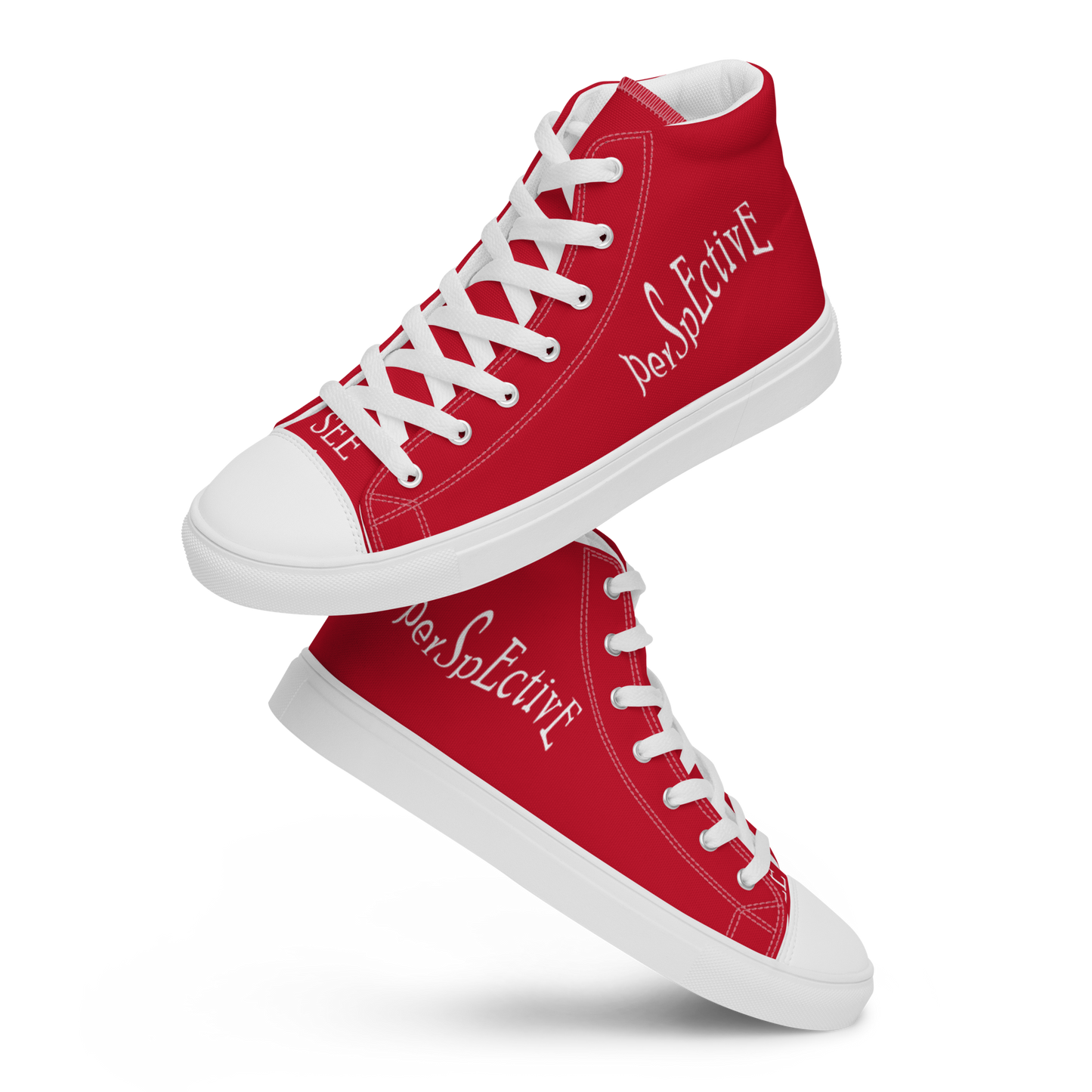 Wave Men's High Top Canvas Shoes (Red)