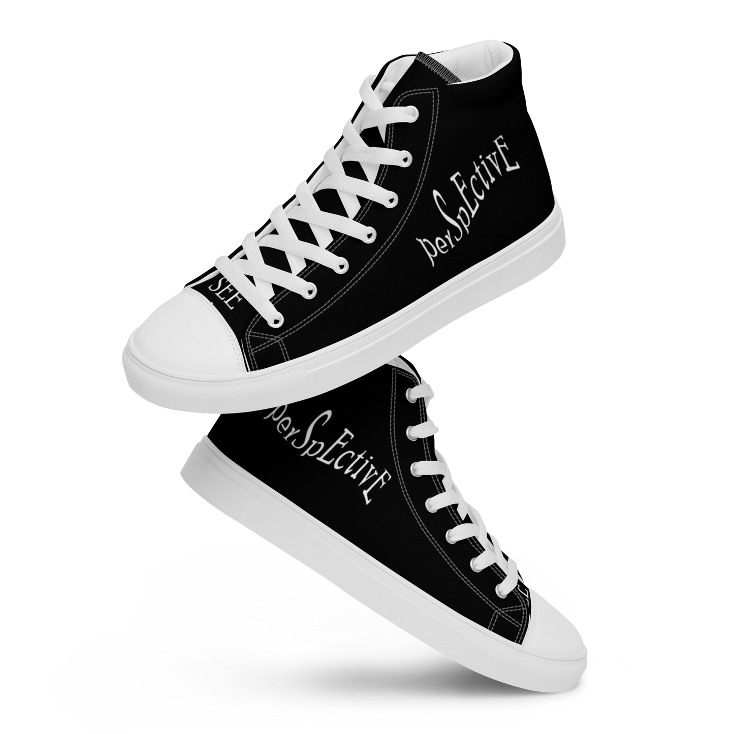 Wave Men's High Top Canvas Shoes (Black)
