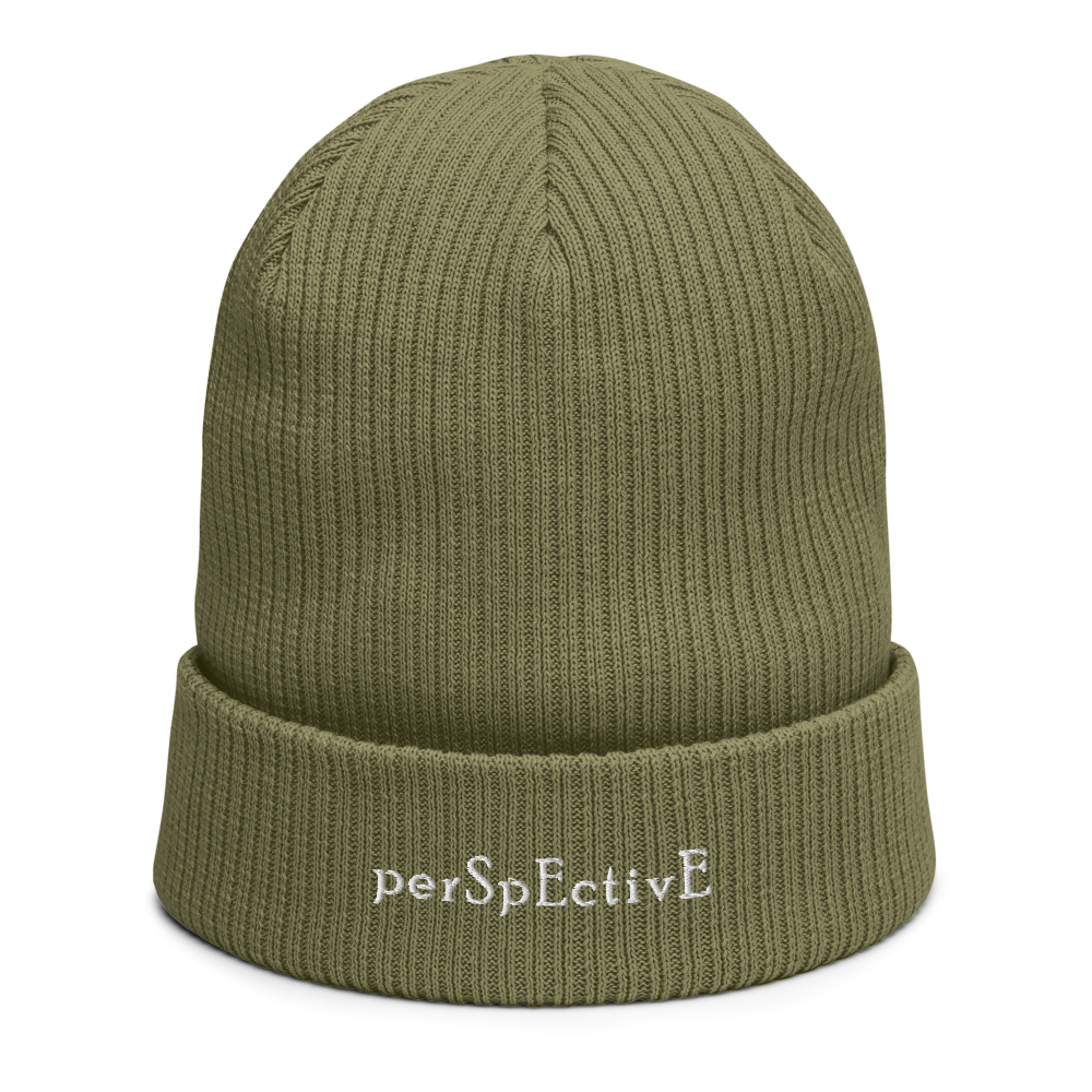 Organic Ribbed Beanie (White Thread)
