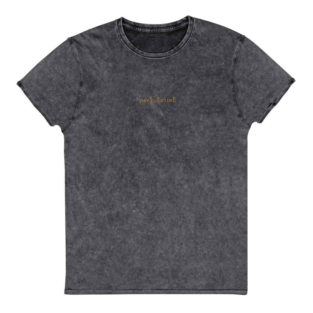 Denim Embroidered T-Shirt (Old Gold Thread)