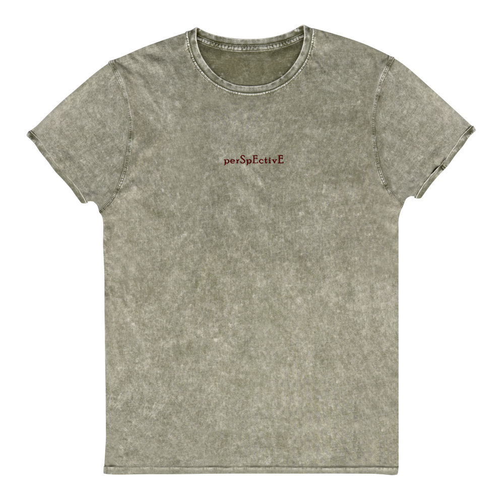 Denim Embroidered T-Shirt (Maroon Thread)