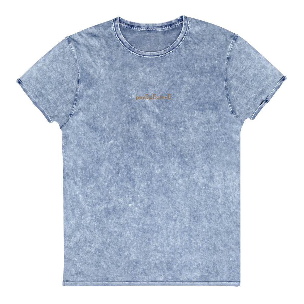 Denim Embroidered T-Shirt (Old Gold Thread)