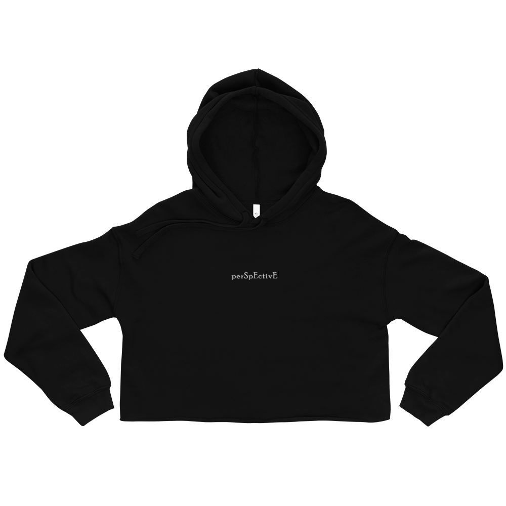 Subtle Embroidered Crop Hoodie (White Thread)