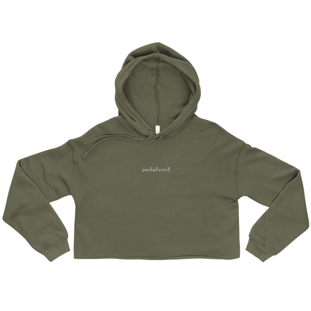 Subtle Embroidered Crop Hoodie (White Thread)
