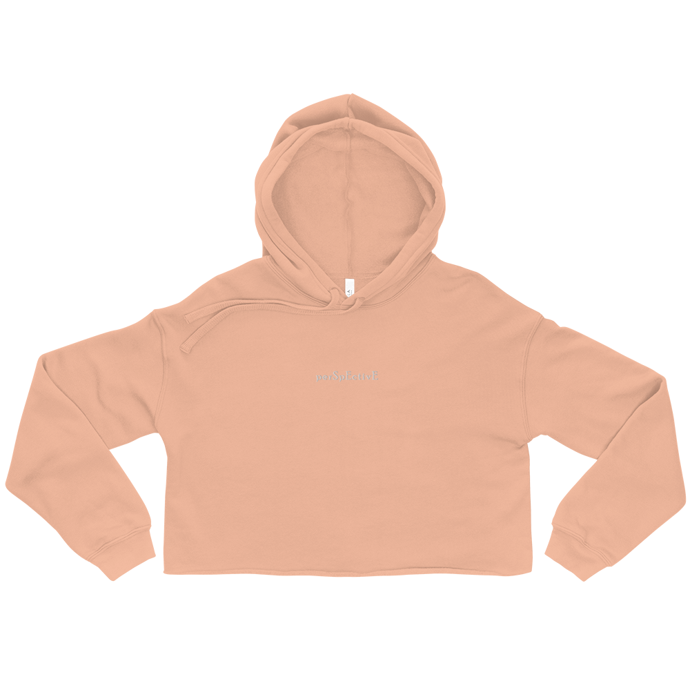 Subtle Embroidered Crop Hoodie (White Thread)