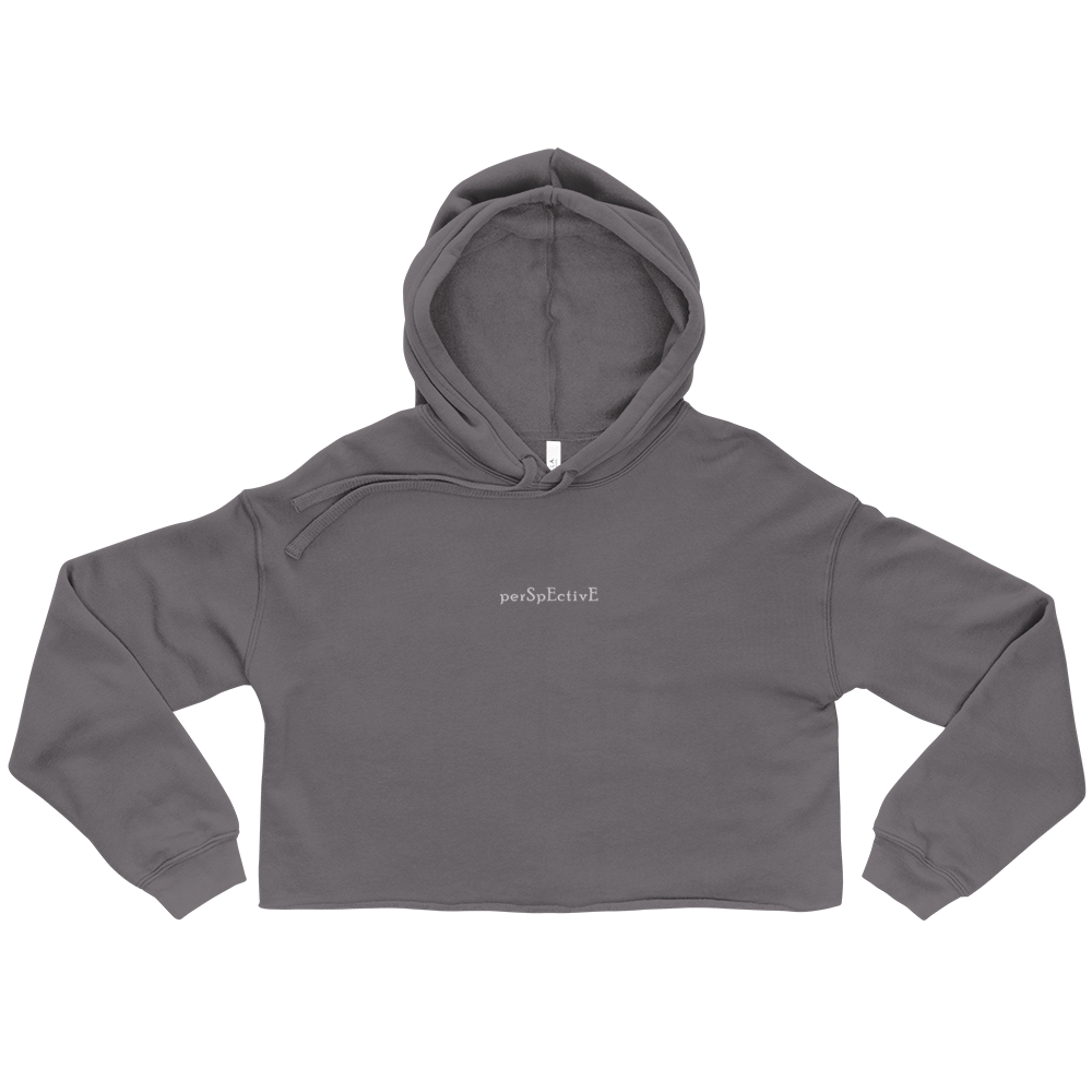 Subtle Embroidered Crop Hoodie (White Thread)