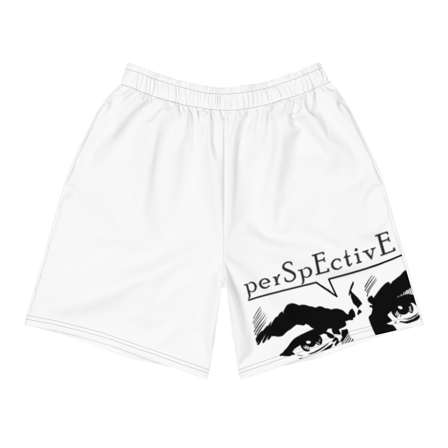 Cartoon Men's Athletic Long Shorts (White)