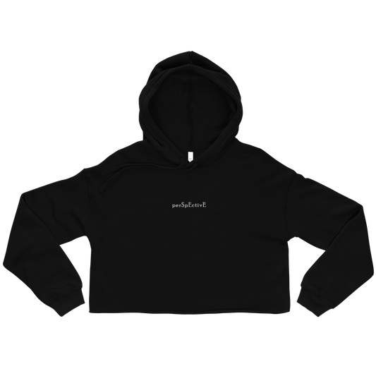 Subtle Embroidered Crop Hoodie (White Thread)